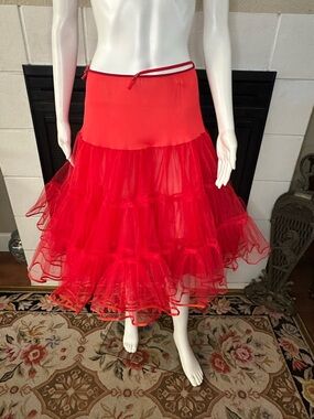Vtg Red Malco Modes Western Square Dance Petticoat Crinoline Womens Medium USA
